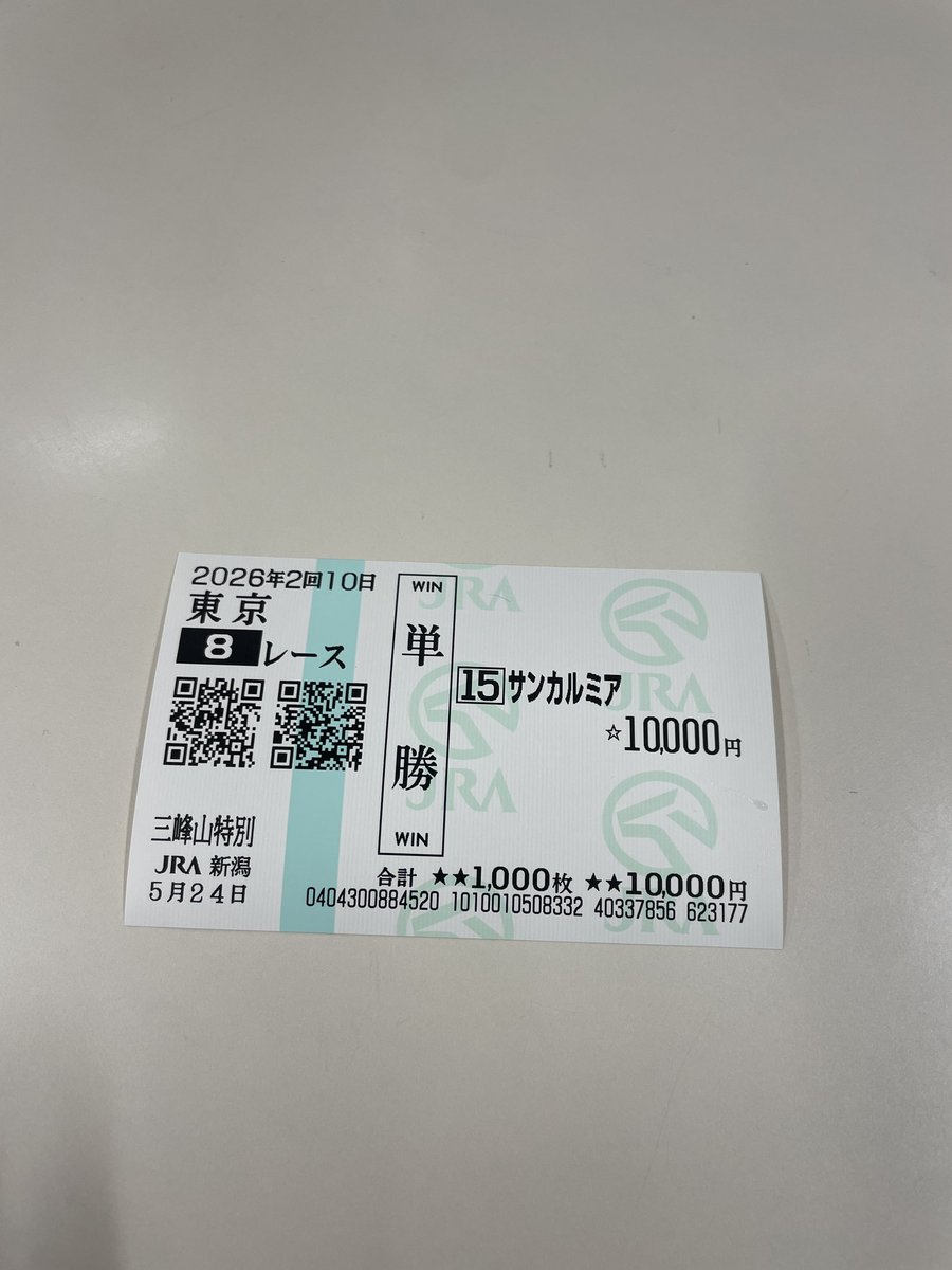 馬券コレクション 年に2回くらいは勝つので買っている単勝万馬券本命馬 162倍3着 ◎サン