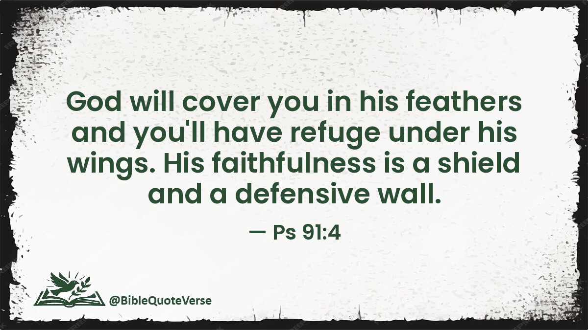 BibleQuoteVerse's tweet photo. God will cover you in his feathers and you'll have refuge under his wings. His faithfulness is a shield and a defensive wall. - Ps 91:4 #Bible https://t.co/UunxVzHjqe