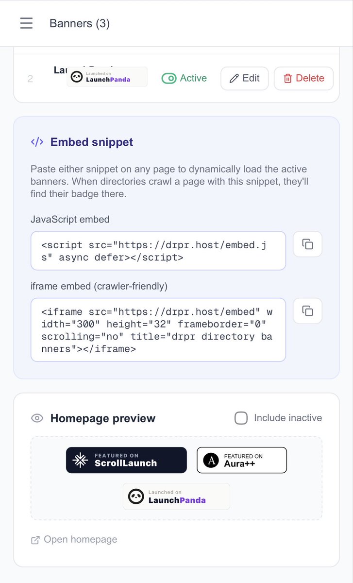 gonelf's tweet photo. I’ve created a directory banner manager. Now I can add any directory banner without the need to redeploy my homepage. https://t.co/tbeOxvDL3P
