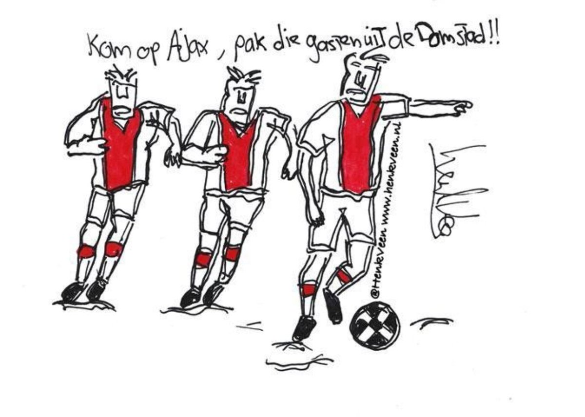 AjaxFanzoneNL's tweet photo. Voorspel de juiste eindstand van #AJAutr en WIN deze originele tekening van @henkveen! Mention en volg ons beide en RETWEET als je een Ajacied bent! #AJAX https://t.co/OvYQEvVLU0