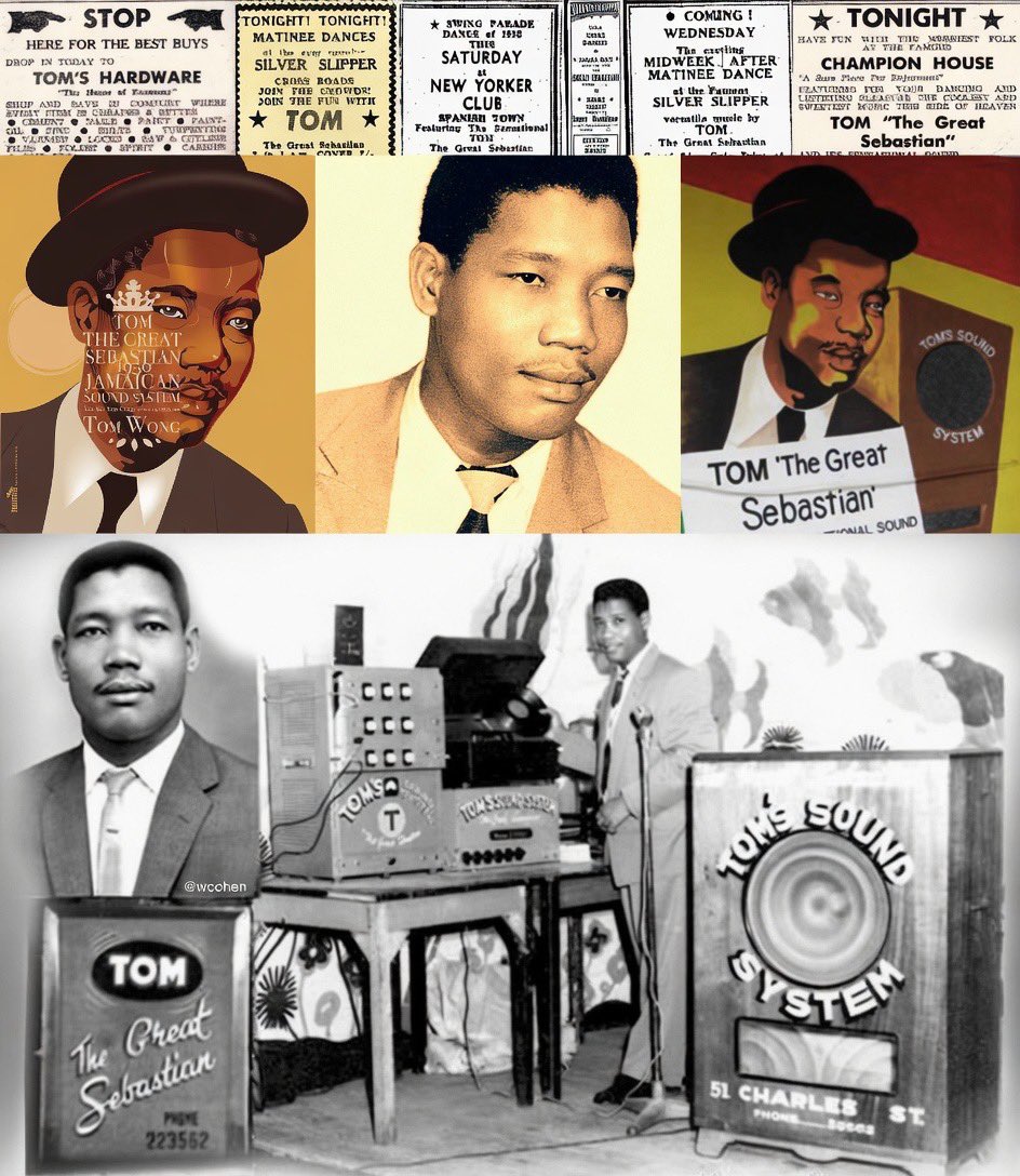 wcchen's tweet photo. Thomas Wong (24 May 1924 -23 Jan 1966), Sound System Pioneer, born 102 years ago today to an African-#Jamaican mother, Chinese-Jamaican father. Operated hardware store at Charles Street & Luke Lane, downtown #Kington; played music to attract customers. Over time played out at dances, acquiring more powerful equipment, designed & built by Hedley Jones, and a massive following. “Tom The Great Sebastian”, name borrowed from Cecil B. DeMille’s 1952 “The Greatest Show on Earth”, became #Jamaica's dominant sound system early 1950s; prototype for those that followed. #Caribbean #Ska #Reggae