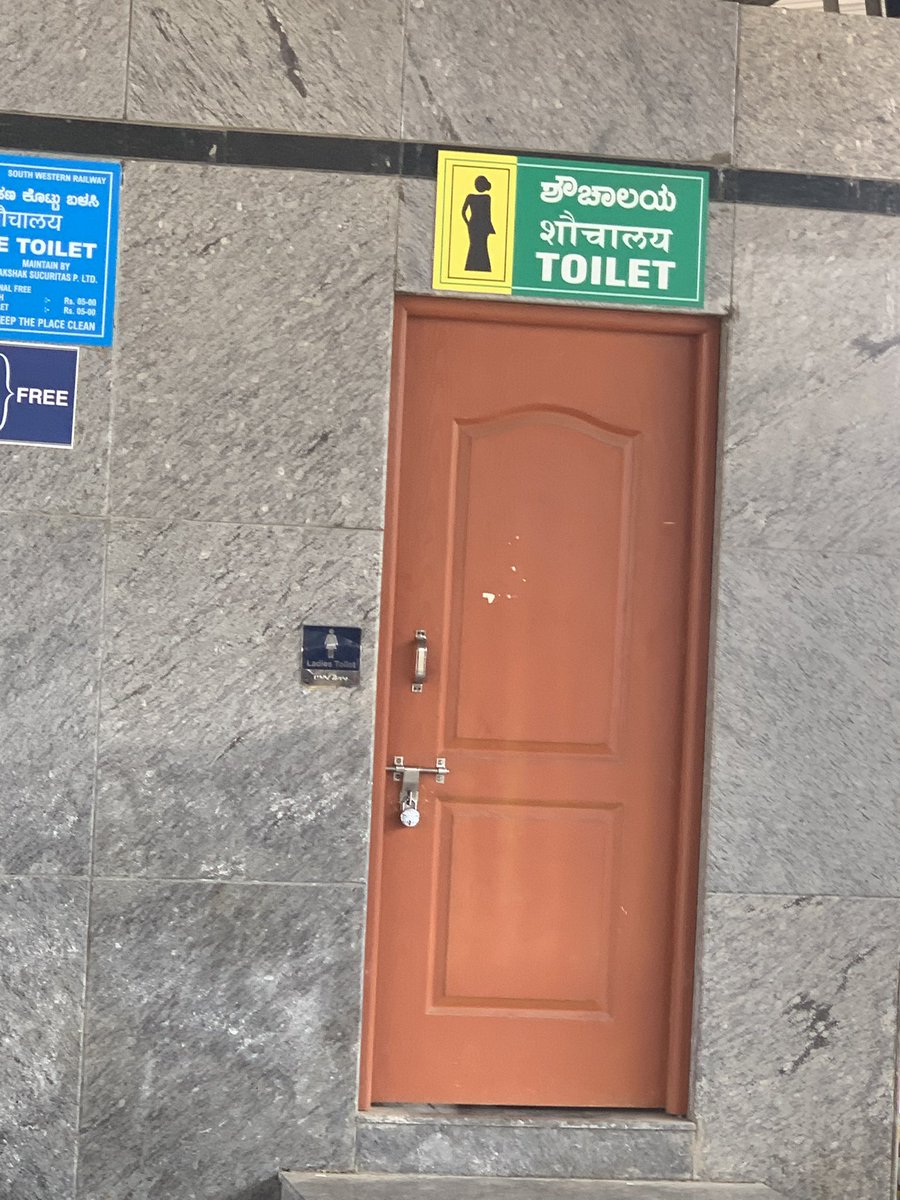 YelahankaForAll's tweet photo. @SWRRLY @RailMinIndia @AshwiniVaishnaw @PMOIndia Washroom locked at SMVT  Railway Station Platform number 7, is this meant for VIP passengers only?? Today’s photo https://t.co/8U6dhbiMzA