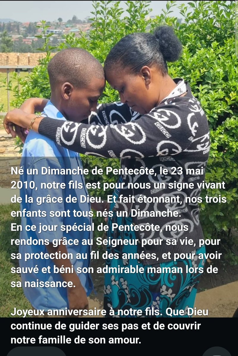 NDAYIRAGIJEF's tweet photo. En ce jour #spécial de #Pentecôte, nous rendons grâce au #Seigneur pour la vie de notre fils, pour sa protection au fil des années, et pour avoir sauvé et béni son #admirable #maman lors de sa #naissance.
#Joyeux #anniversaire à #notre #fils #Mugisha.
@NSABUMUGISHAC https://t.co/halVcXxfL5
