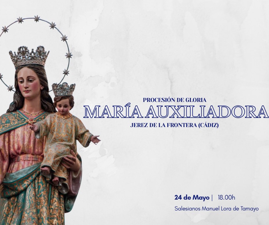 agripinolozano's tweet photo. ❌ 𝙂𝑳𝙊𝑹𝙄𝑨𝙎 2026 | 

Este Domingo 24 de Mayo, Festividad de María Auxiliadora, nuestros sones volverán a sonar tras María Auxiliadora de la querida Archicofradía de María Auxiliadora Lora Tamayo Jerez de la Frontera

📲 #SuenaAgripinoLozano https://t.co/c9gzUMEf3O