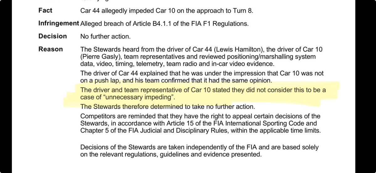 Sandra24Jan's tweet photo. Wow oh wow 😡😡😡😡 

So @AlpineF1Team nor @PierreGASLY complained to the stewards, it was the @fia who decided to investigate with all their cameras available to try and put a penalty on @LewisHamilton 

How screwed up is this @Ben_Sulayem https://t.co/dXQ5HDI3pg