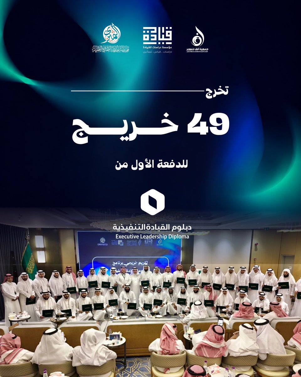 OfuqOrg's tweet photo. 1️⃣ | تخريج قادة المستقبل🎓
احتفت الجمعية بتخريج 49 قائداً وقائدة
في (الدبلوم التنفيذي للقيادات الواعدة)؛ لتأهيل الصف الثاني من قيادات القطاع غير الربحي.

الشريك التنفيذي: @LeadersStudies 
الشريك الداعم: @althumiri1035 

#تمكين_القيادات https://t.co/OK6totapTv