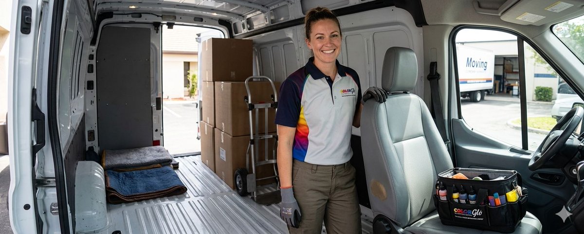 ColorGlo's tweet photo. At Color Glo, we know that moving trucks and vans are the workhorses of the road. Between heavy-duty furniture moves and constant driver turnover, the interiors take a serious beating. https://t.co/gFjIq4xhZh