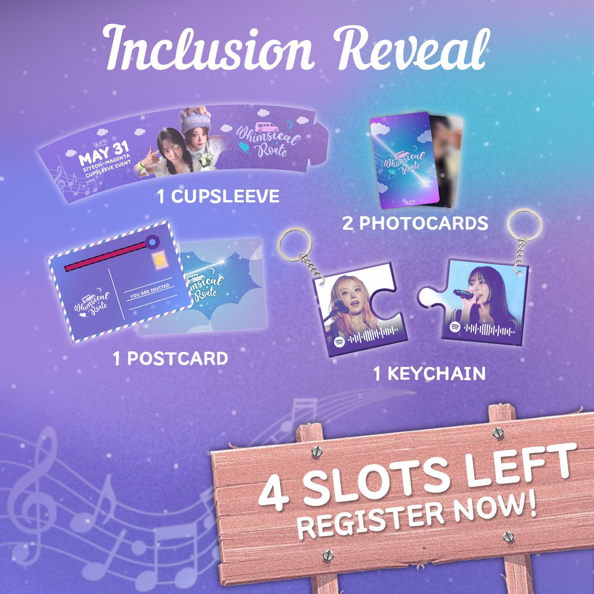 QWERPH_'s tweet photo. Claim these Inclusions for your travel into the #WhimsicalRoute. 4 Slots Available! 💖

Come join us and register now:
🔗https://t.co/Os3eBTiOIL

#QWER #큐더블유이알 #BAWIGE #Magenta #Siyeon https://t.co/CKv3Ny78x3