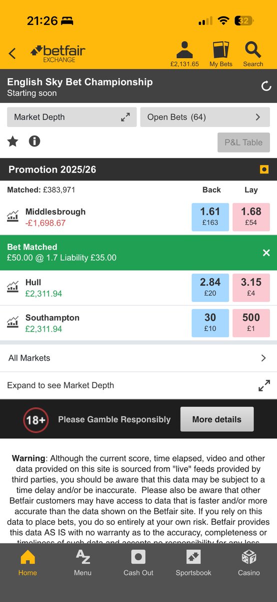 barryvmc's tweet photo. @MattPB_ Used the promotion market. This was my last screenshot. Ended up with £6,500 in my account. And I’m still absolutely gutted this morning! https://t.co/TWlnYck3UA