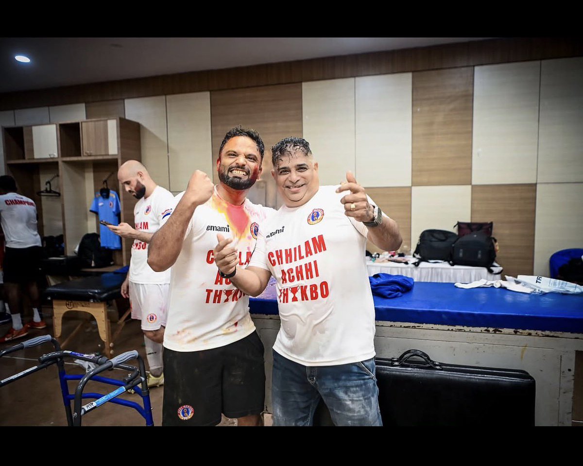 drMustufa10's tweet photo. Four years at East Bengal FC with @binojeorje 
Seen all the highs, the heartbreaks, the pressure and the pride.
From day one till now, we’ve stood by this club together.
An honour sharing this journey beside one of the few who truly saw it all. ❤️💛 https://t.co/RPmVpHEIzC