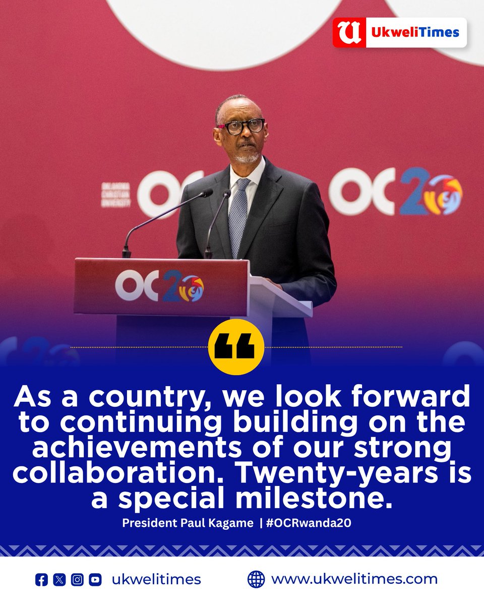 UKWELITIMES's tweet photo. “As a country, we look forward to continuing building on the achievements of our strong collaboration. Twenty-years is a special milestone.” 

President Kagame Speaking at the Twenty-year celebration of Rwanda and Oklahoma Christian University Partnership

@Rwanda_Edu @RwandaMFA @OCRwanda #OCRwanda20 

✍️@Uwayezu_Alodie