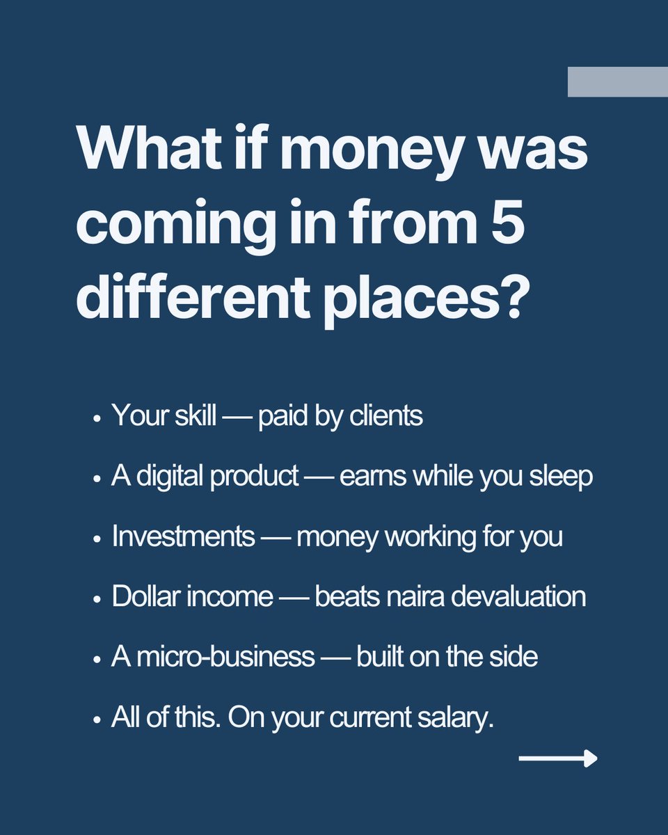 engine_boy01's tweet photo. You're not bad with money. Nobody taught you what to do with it

One income stream will never be enough in Nigeria right now. Not with how inflation is running. Not with how the naira keeps going
Your salary is survival not wealth

Comment "STREAMS" and I'll send you the link 🔗 https://t.co/3c42o53AoE