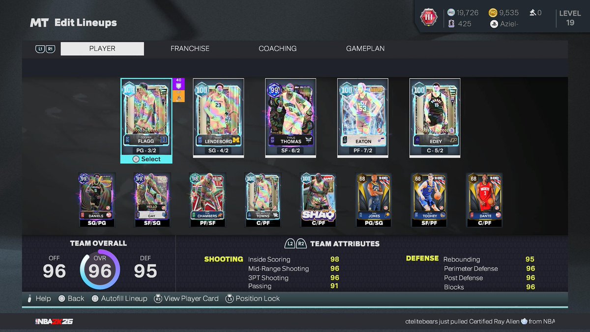 PxtchUB's tweet photo. @xJC2Kx Im thinking about getting 100 Ovr Giannis for the bench and find a scoring PG like Dbook or MJ (Bench). Move shaq to the  Starting 4 find a backup PF with edey at the 5. https://t.co/VXRtDZrim7