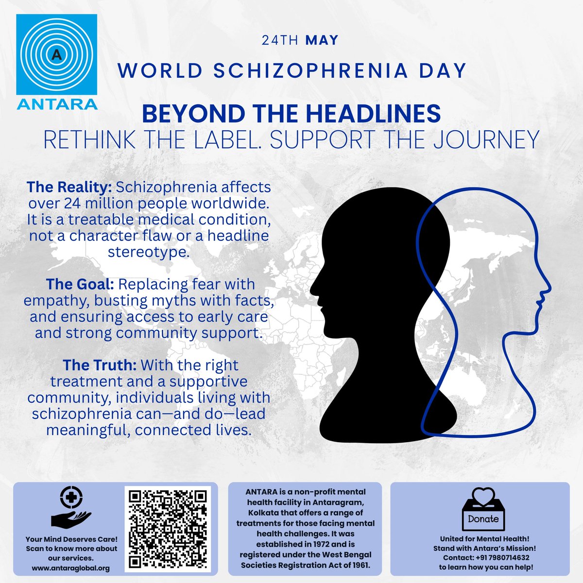 AntaraGlobal's tweet photo. Sensational headlines and outdated media tropes don't tell the real story. 🗞️❌
This World Schizophrenia Awareness Day, let’s look 'Beyond the Headlines' to understand the real, lived experiences of over 24 million people worldwide. https://t.co/iuUByInGut