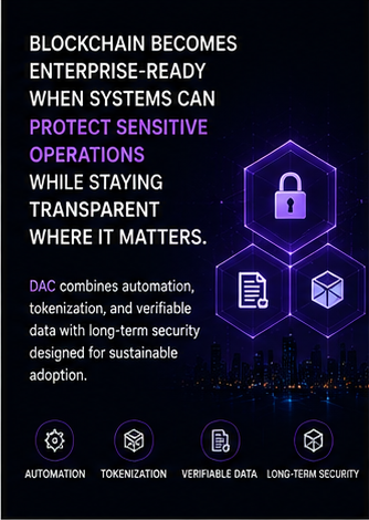 sndpkulp75_kulp's tweet photo. Blockchain becomes enterprise-ready when systems can protect sensitive operations while staying transparent where it matters. DAC combines automation, tokenization, and verifiable data with long-term security designed for sustainable adoption. https://t.co/uhxv2CVm9C