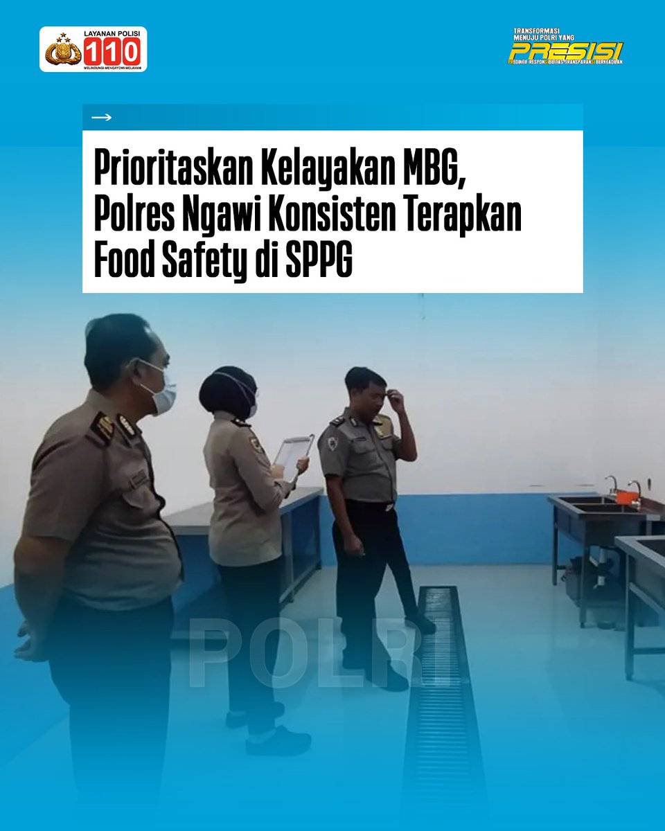 HumasResCms's tweet photo. Polres Ngawi memastikan tiga Satuan Pelayanan Pemenuhan Gizi (SPPG) di Desa Ketanggi, Cangakan, dan Sidorejo, Kabupaten Ngawi, konsisten menerapkan prinsip keamanan pangan (food safety), Kamis (21/5). https://t.co/rlk8URlkhS