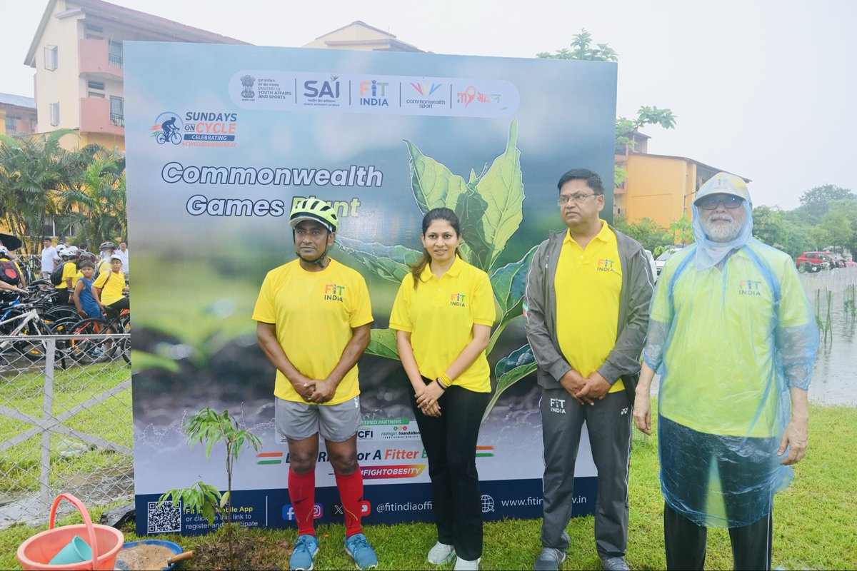 khadseraksha's tweet photo. Proud to join the special CWG 2030 edition of Fit India Sundays on Cycle at IIT Guwahati alongside inspiring athletes, youth, and fitness enthusiasts.

From cycling through the beautiful IIT Guwahati campus to celebrating the spirit of fitness, unity, and sporting ambition, today reflected the energy of a New India moving confidently towards Commonwealth Games 2030.

The enthusiasm of the Northeast, the participation of young citizens despite the rains, and the presence of distinguished athletes like Commonwealth medallists Sushila Devi Likmabam and Jayanta Talukdar made the occasion truly memorable.

Under the visionary leadership of Hon’ble Prime Minister Shri Narendra Modi ji, the Fit India Movement continues to transform fitness into a nationwide people’s movement while strengthening India’s sporting culture from the grassroots.

As Bharat prepares to host the historic Centenary Commonwealth Games in Ahmedabad in 2030, initiatives like these are building not just fitness, but belief, participation, and national pride. 🇮🇳🚴‍♀️

#FitIndia #SundaysOnCycle #CWG2030 #FitIndiaMovement #KheloIndia #ViksitBharat