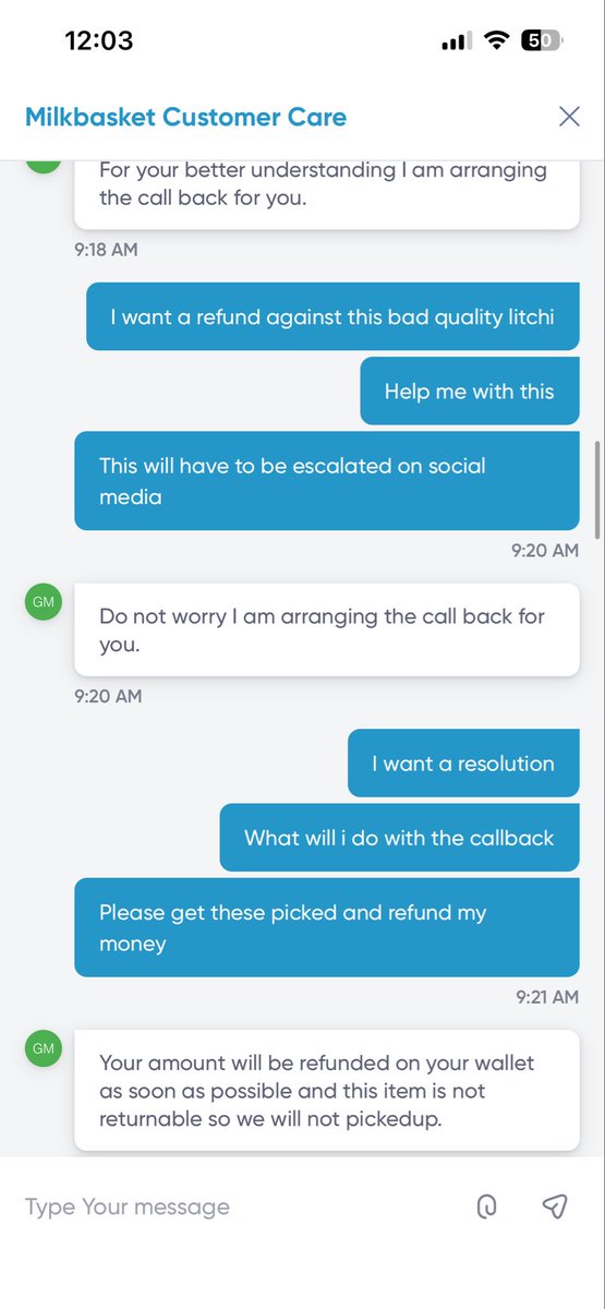 _nikgupta's tweet photo. @Milkbasketin Received stale and poor quality litchis with my order today. I shared images and your executive confirmed refund, saying item was non-returnable, so I dumped it. Now another executive is asking for a video. Waiting for resolution for 2+ hours. Unacceptable. https://t.co/iKe42Q06sI