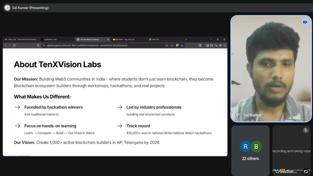 TenXVisionLabs's tweet photo. Last Friday, we hosted Decode Web3.
26 students &amp; developers joined to explore Blockchain, Web3 careers, hackathons, and opportunities.
🍕Bitcoin Pizza Day reminded everyone how one small transaction changed tech history forever.
This is just the beginning.
#Web3 #BitcoinPizzaDay https://t.co/A89xCtBfJx