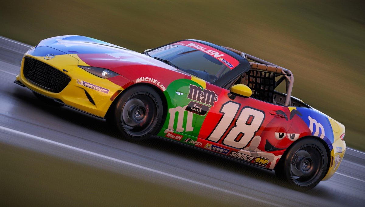 Aust1n224488's tweet photo. FOREVER ROWDY
I made a KFB M&amp;M’s scheme on the MX5 on Forza Horizon 6 tonight. Still doesn’t feel real days later. 

#RIPROWDY #ForzaHorizon６ #ripkb https://t.co/987fTVFbbE