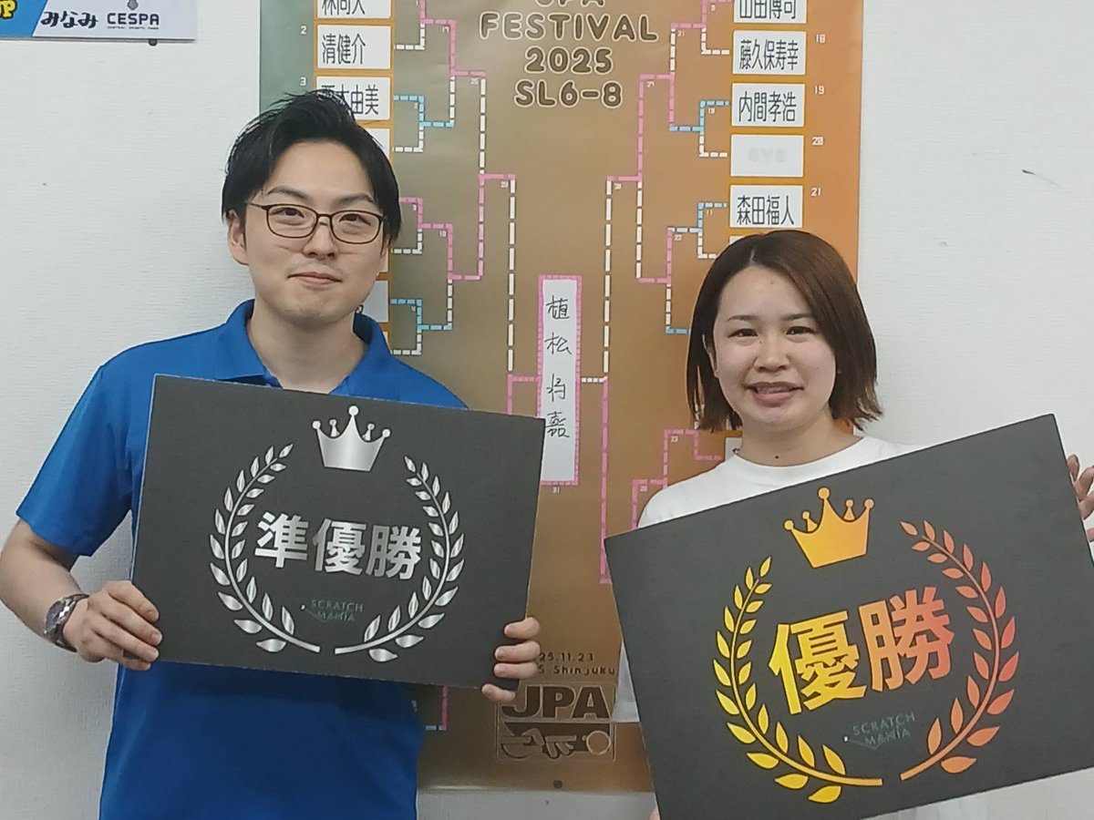Scratch_Mania_'s tweet photo. 2036.5.24
SCRATCHMANIA BCトーナメント

優勝　なつみさん
準優勝　とりさん

おめでとうございます！

次回ハウストーナメント
佐原カップ2026.5.31(日)
14:00～

是非、よろしくお願いいたします。

https://t.co/5mDaCLjRIj https://t.co/UHngGJDwKx