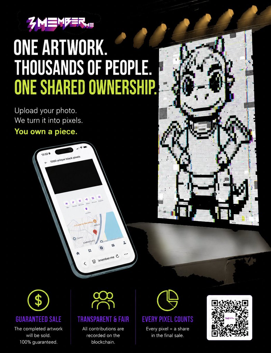 3memberMe's tweet photo. When you are @NFCsummit make sure you add your personal pixel to the collective onchain memory - every added pixel turns into a share of the final artwork which will be sold after the event guaranteed!!!-  thanks for making it happen  @johnkarp https://t.co/tFBKMu4Mh6
