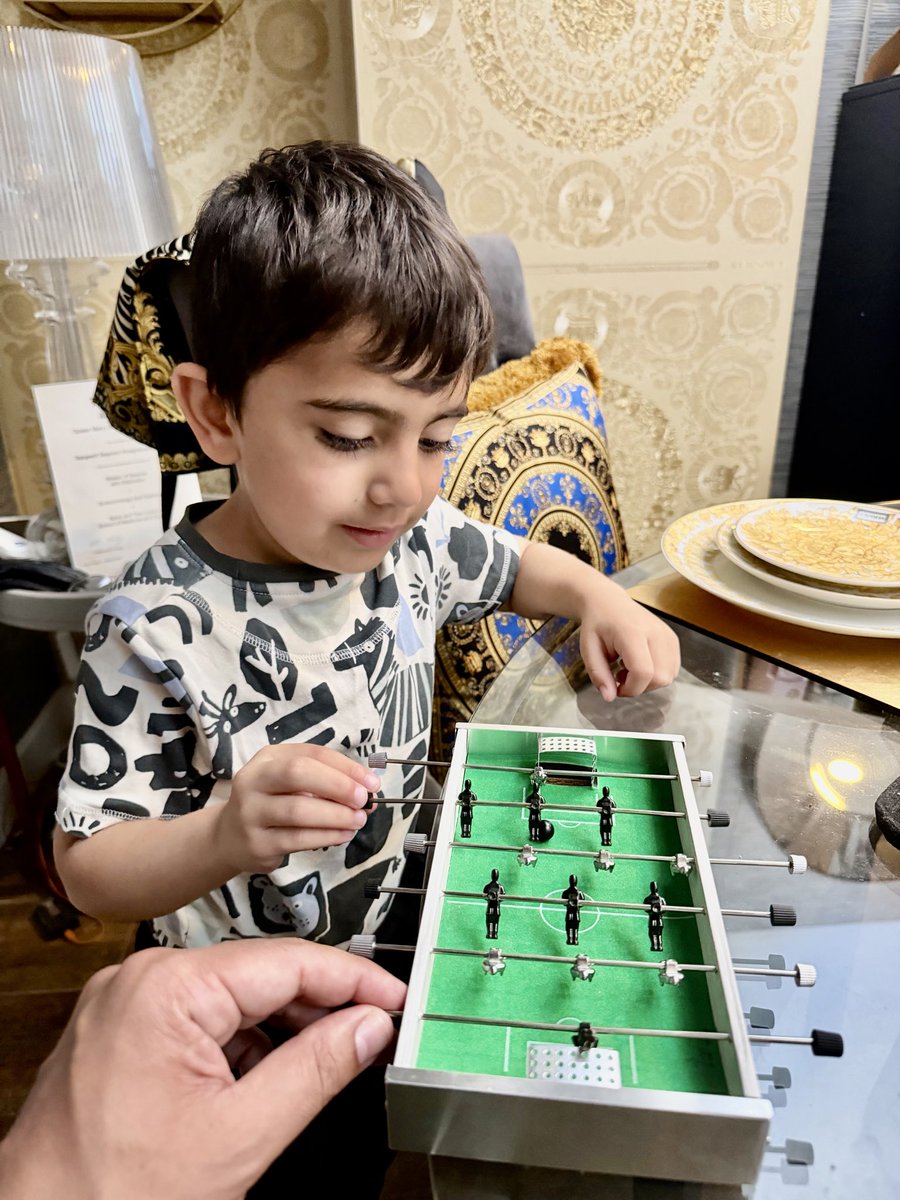 supercarcircle's tweet photo. Table Football Focus with Sage Segaram , Quality Family time #sagesegaram #supercarcircle1 #versaceplates #versacewallpaper #versace #versacecushion #tablefootball https://t.co/T99EkYcLTZ