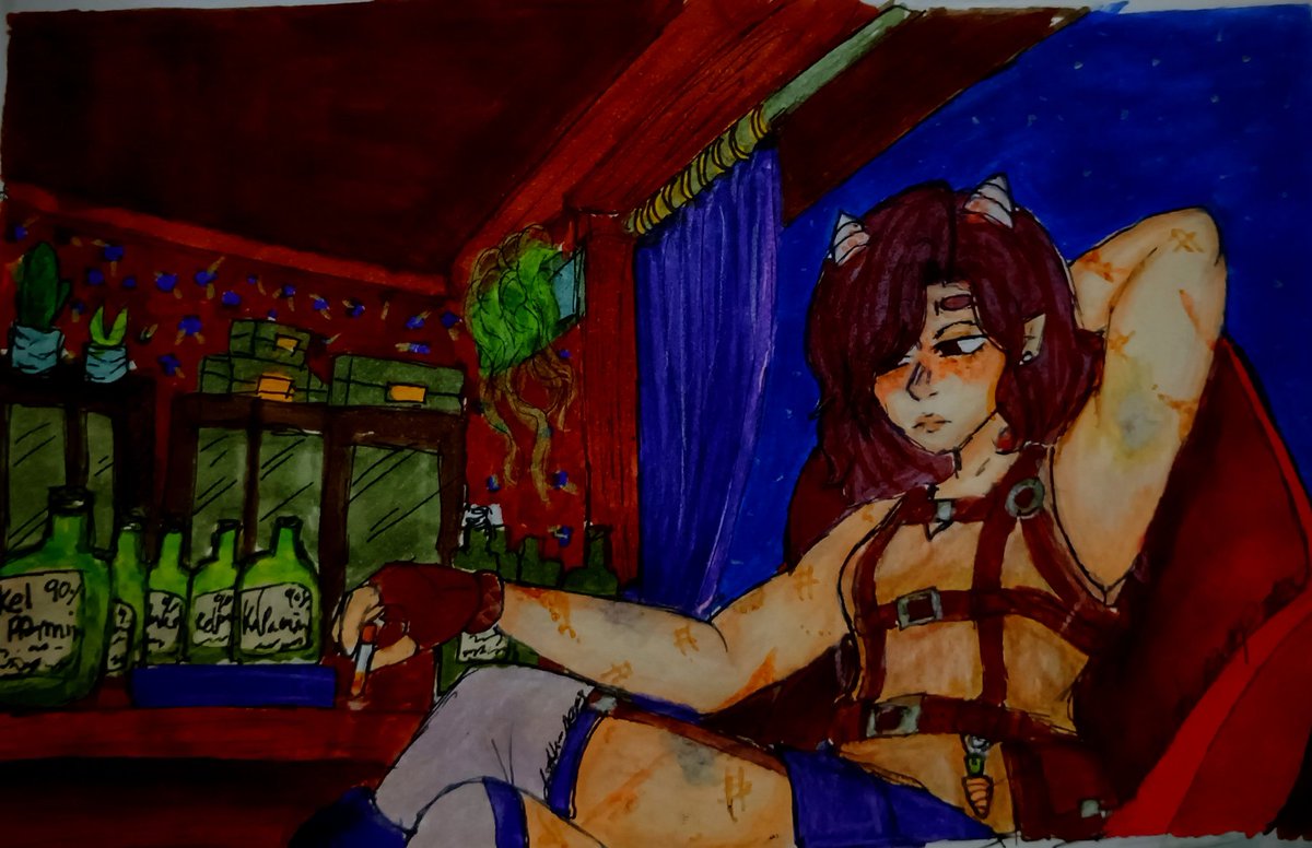 Nights_Drops's tweet photo. " tomorrow will be another day " 
.
.
( Here you go it took more than a sec ksksksksk ) 
#tinakittenfanart #qsmp2 https://t.co/koafQhEEkR
