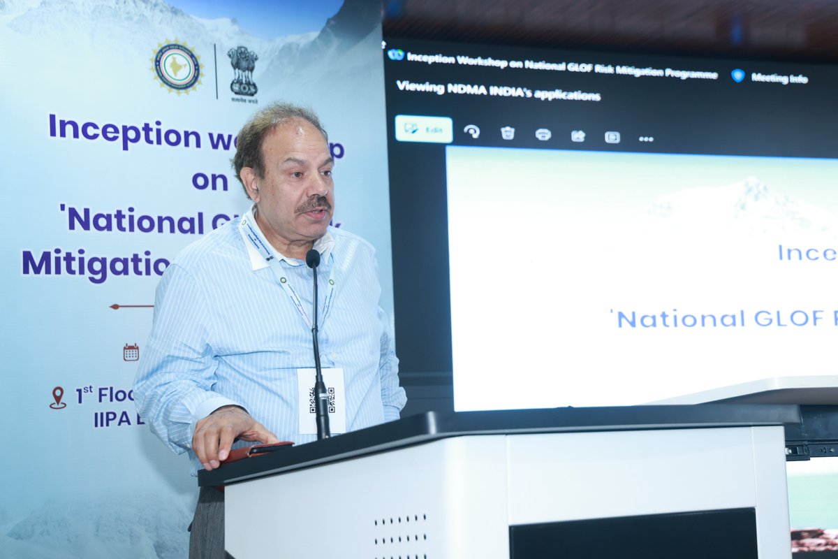 ndmaindia's tweet photo. Technical Session 2 titled “Monitoring & Early Warning Systems for GLOF risk reduction, including EWS design, procurement, and integration with SEOCs”. Experts from C-DAC, IMD, DGRE, and SDC shared insights on strengthening early warning mechanisms.
#EarlyWarningSystems #GLOF https://t.co/U0mYu96XJq