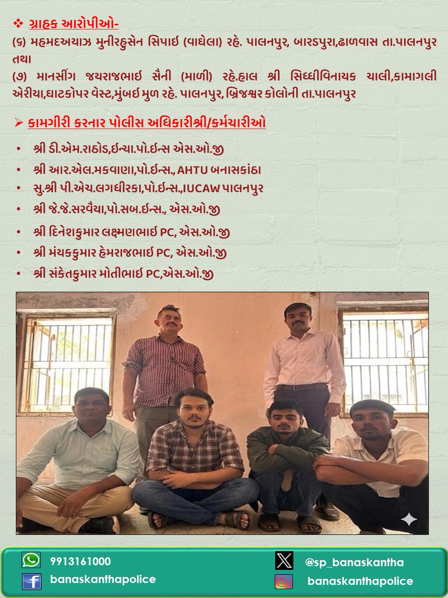 SP_Banaskantha's tweet photo. “બ્લીસ બાર સ્પા” સ્પાના માલીક/સંચાલક વિરુધ્ધ કેસ કરતી એસ.ઓ.જી શાખા,બનાસકાંઠા પાલનપુર. #banaskanthapolice @GujaratPolice @dgpgujarat @CMOGuj @sanghaviharsh https://t.co/n0GQj8uKFj