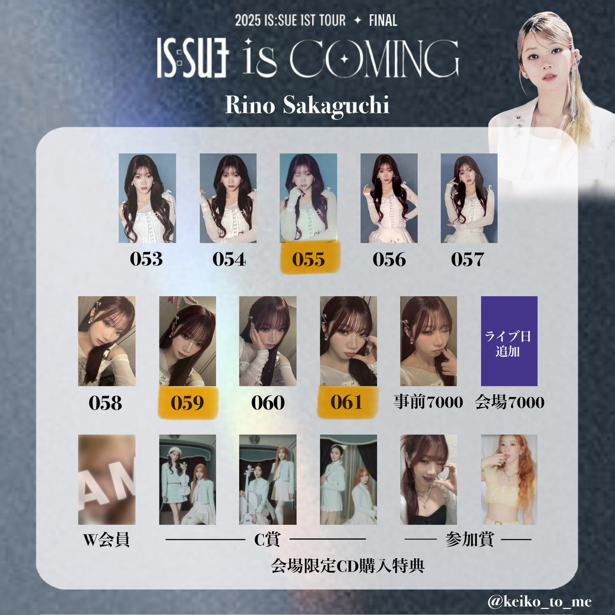 ru__0701's tweet photo. IS:SUE 1ST TOUR FINAL IS:SUE IS COMING
トレカ ラントレ 交換

【譲】画像1~3(番号マークありの物)
RINO 梨乃 NANO 菜乃　YUUKI 優希

【求】RIN 凛 (番号消えてない物)

セルカ同士優先
現在会場にいます。現地交換希望です。

#ISSUE交換 #ISSUE_交換 #IS_SUE交換 https://t.co/EwWaa86HlV