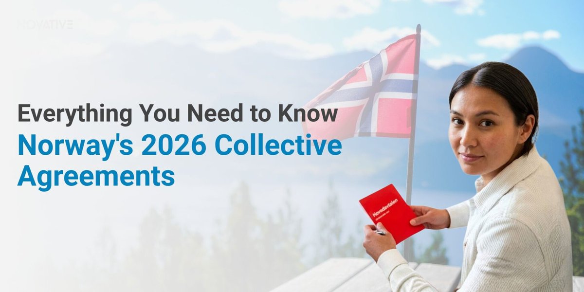 NovativeSa's tweet photo. This year’s collective bargaining round is unfolding across Norway, with new collective agreements negotiated, voted on, and coming into effect across industries. 📑 Read our article to see what has changed and how it will affect workers and employers.  
https://t.co/v2VzZbePu3 https://t.co/UigzXrOJ3r