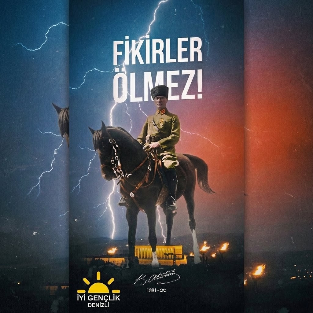 iyigenclik20's tweet photo. "Bizler İyi Gençlik'iz! O'nun fikirlerini yaşatmak ve Cumhuriyeti daha da ileriye taşımak için var gücümüzle çalışıyoruz. Denizli'den yükselen bu ses, Ata'mızın yolundan asla dönmeyeceğimizin, fikirlerini yaşatacağımızın garantisidir.Gelin, bu kutlu yolda omuz omuza yürüyelim! https://t.co/CjaTanrebx