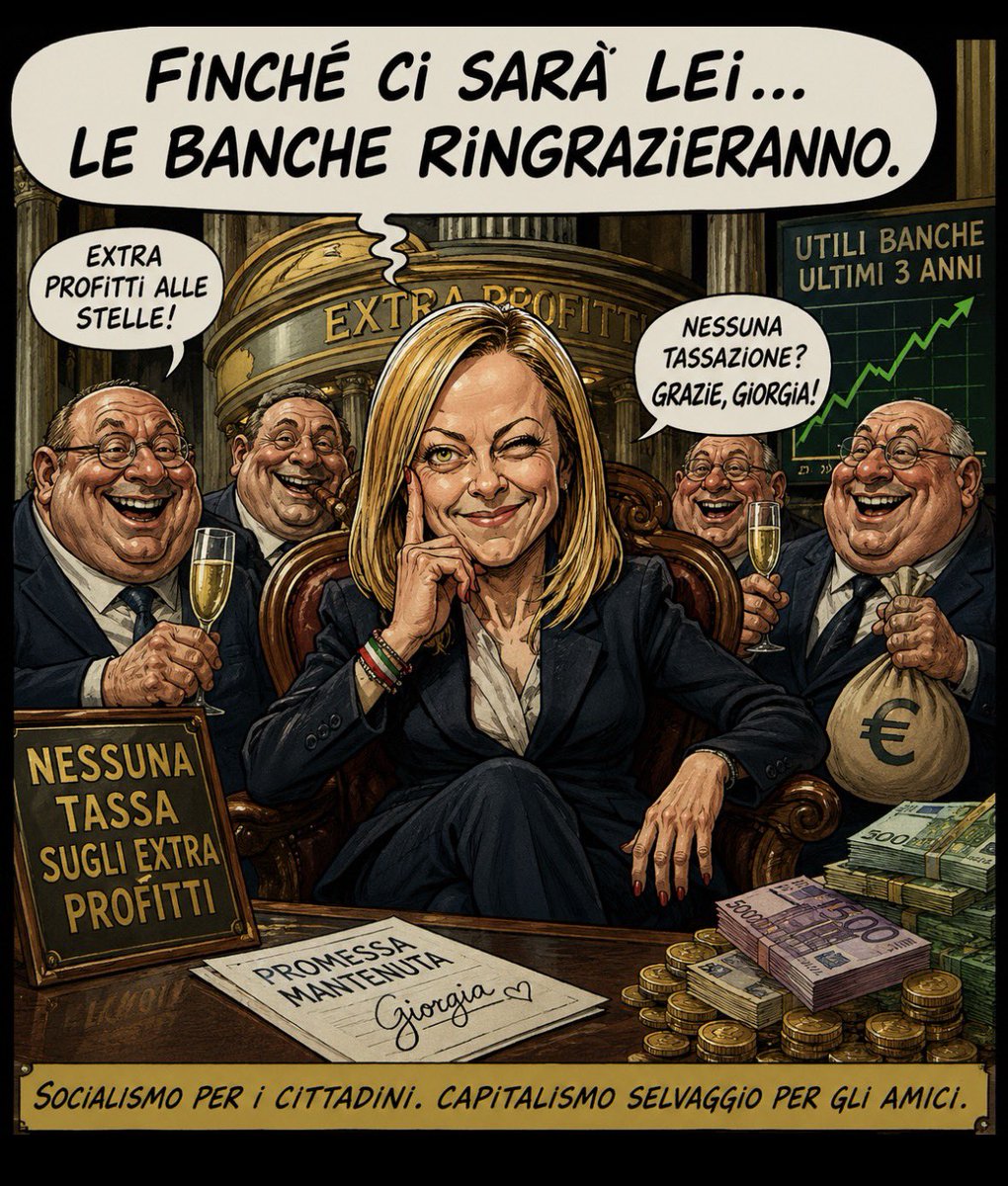 drcinismo's tweet photo. Finché ci sarà lei …le banche ringrazieranno! #banche #extraprofitti #24maggio https://t.co/vXVO7ba8Z4