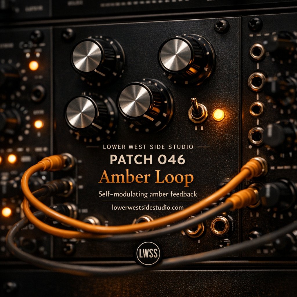 LowerWestSideS's tweet photo. Patch of the Day 046: Amber Loop

The Oakley Deep Equinox SE self-modulates with its own LFO, then feeds LFO_OUT through the LWSS M800 back into CV_IN for a second depth path.

Modules: LWSS M710/M714, M800, Oakley VCO, Equinox SE, ADSR-VCA

https://t.co/PDdJcy4mdC https://t.co/EPj906qPug