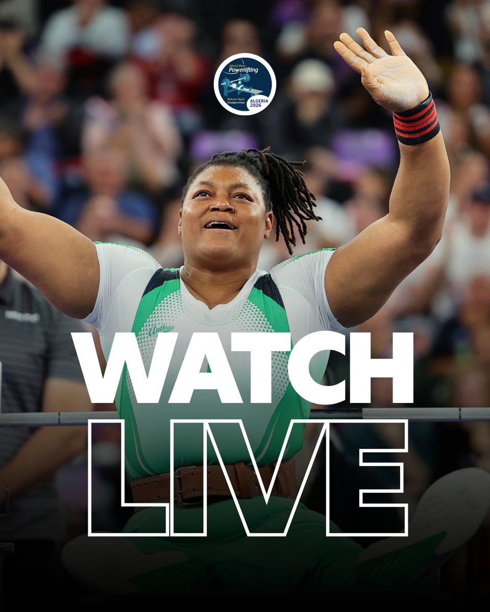 Powerlifting's tweet photo. 🔴 Day 4 of competition in Oran, and it’s time for the team events!

Follow the action live 🔗 https://t.co/7DyQNjV6n5
Schedule &amp; results 🔗 https://t.co/V4Y4Nmocjv

#ParaPowerlifting https://t.co/uMYR21dGsq