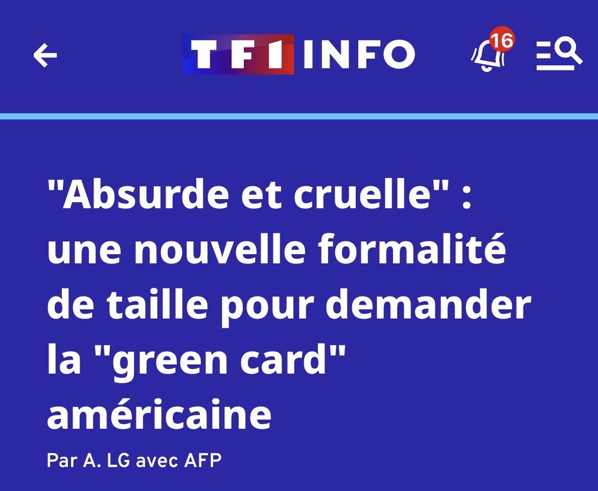 MarcFromager's tweet photo. #USA - Obtention de la green card. La nouvelle formalité serait absurde et cruelle. Il est vrai qu’en Europe et particulièrement en France, on gère l’#immigration tellement mieux ! https://t.co/bA1US0nuOr