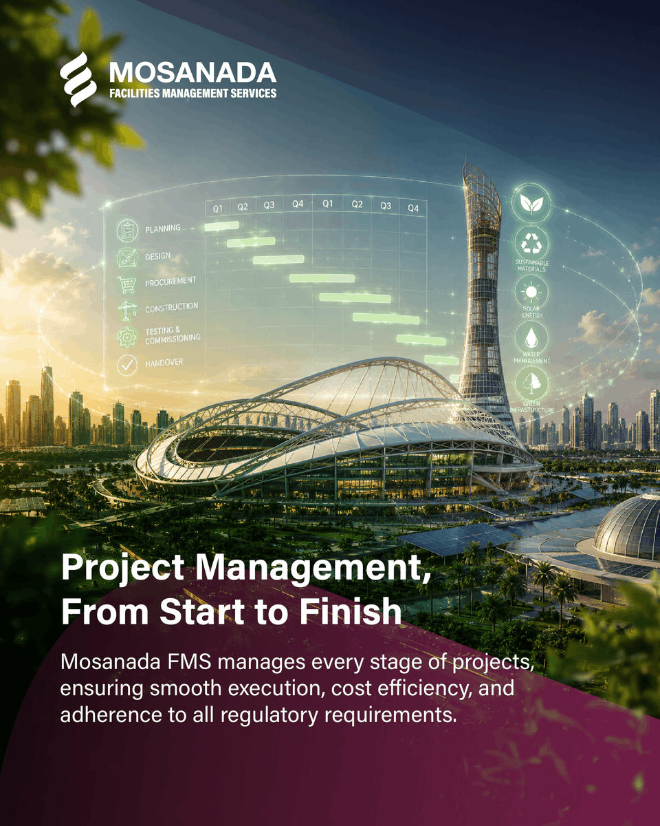 MosanadaF's tweet photo. Successful project delivery depends on structured planning and reliable execution.
 Mosanada FMS manages projects from start to finish with a focus on efficiency, compliance, and operational excellence. https://t.co/h6o2jAj3S8
