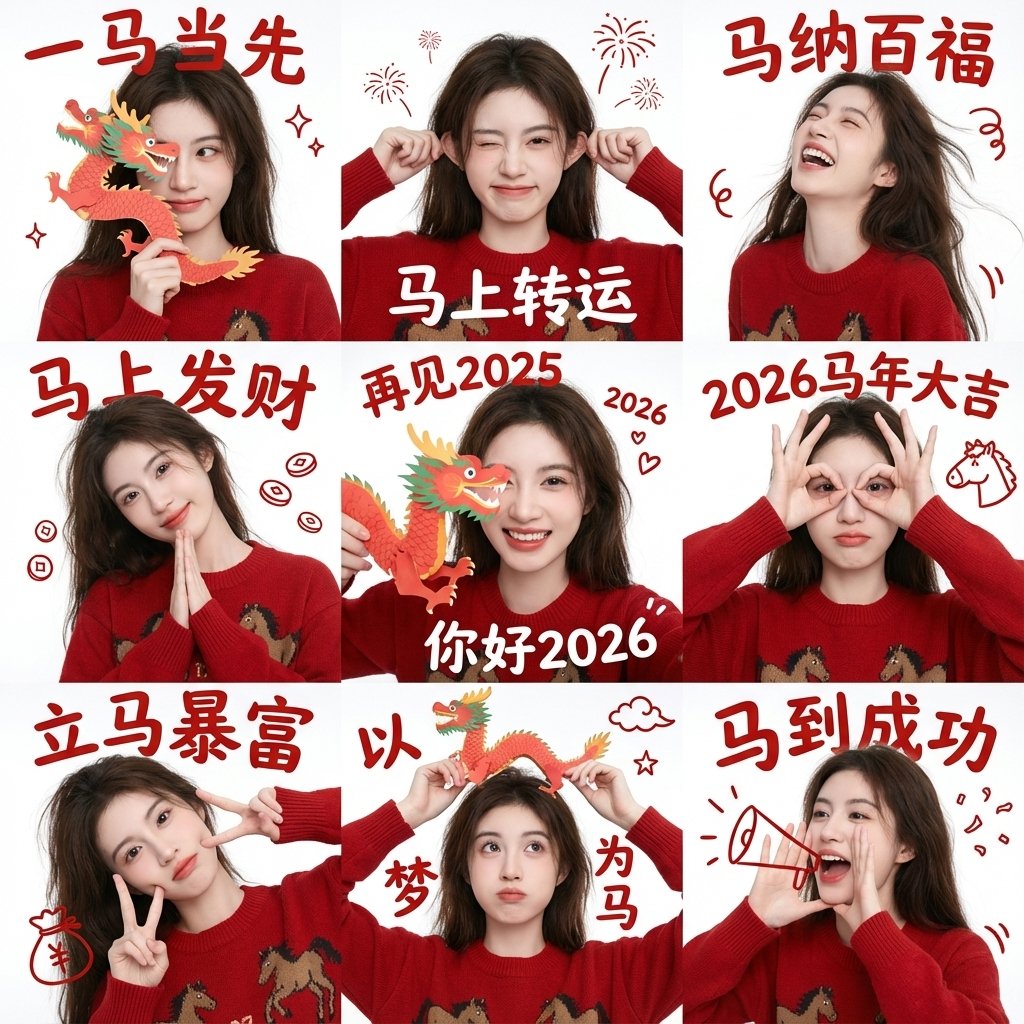 Chinese New Year Blessing Portrait Grid