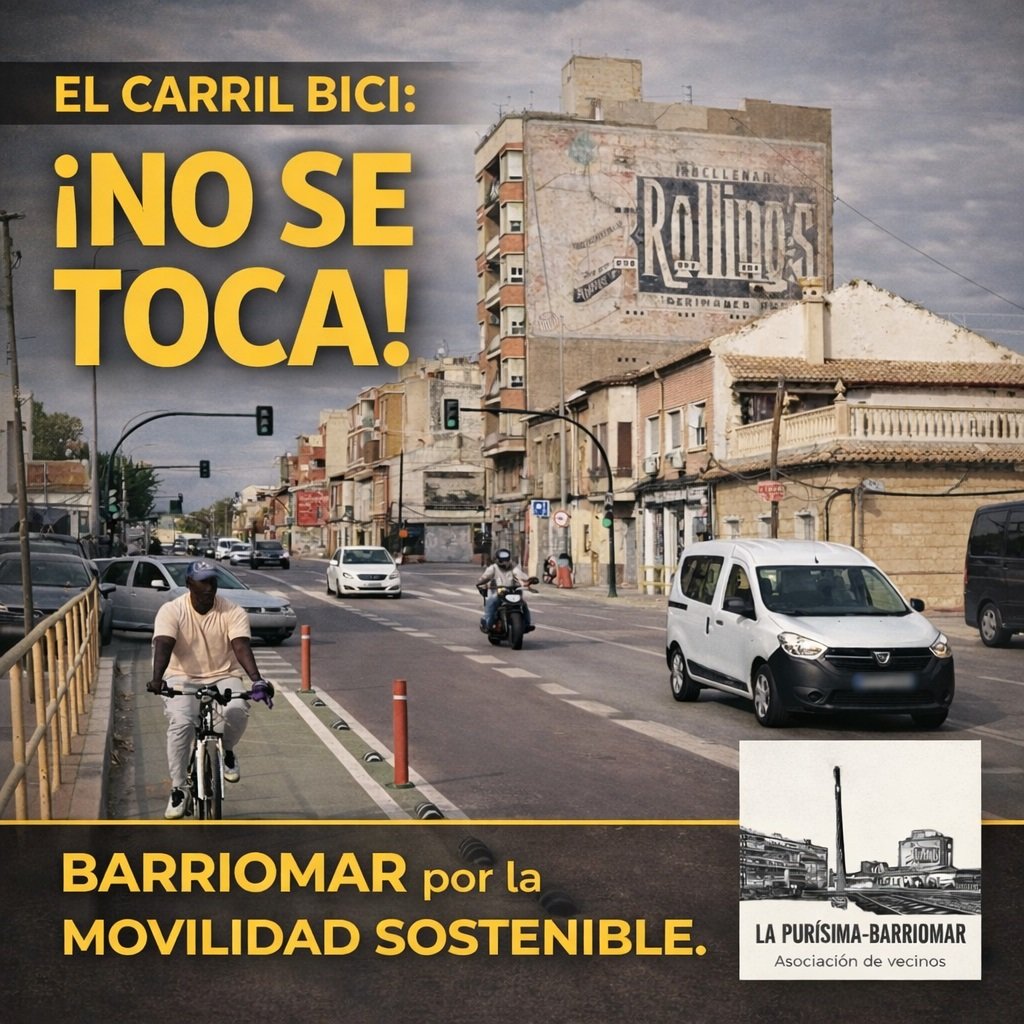 AAVVBarriomar's tweet photo. ...al ya anunciado proyecto municipal de eliminar el carril bici y las paradas de bus, con el único objeto de ensanchar carriles de tráfico privado. Murcia no puede retroceder en movilidad sostenible ni en transporte público, y nosotros pretendemos ser un barrio, no una autovía⬇️ https://t.co/Xl9Jm5IiJ2