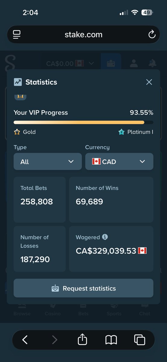 monkey3010's tweet photo. Most unrewarding platform ever totally disgusted how horrible gambling is fucking hate @Stake https://t.co/5UBzWRD7eS