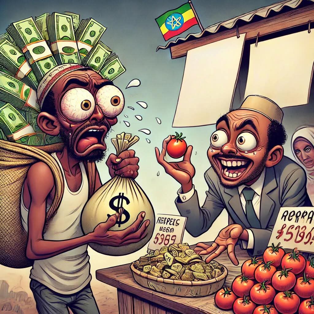 OmarDuule's tweet photo. 🇪🇹 When a single tomato costs a fortune, you know the economy has spiraled out of control. This isn't just about rising prices; it’s a stark look at the devastating impact of inflation on everyday survival and the erosion of purchasing power. 🍅📉

#InflationCrisis #Ethiopia https://t.co/eUbI1kytzq