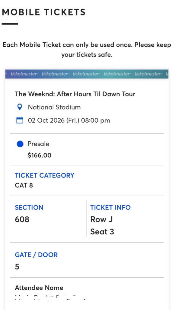 mingmingyu_twt's tweet photo. LF: BUYER!
Anyone looking for SG TICKET

The Weeknd: After Hours Til Dawn TOUR
- Selling at presale price only!  
- Can do account transfer via Ticketmaster
(Transferable via Ticketmaster account)

Rfs: Changed plans — Will be attending the Malaysia show instead https://t.co/lQbJIZ6OLK