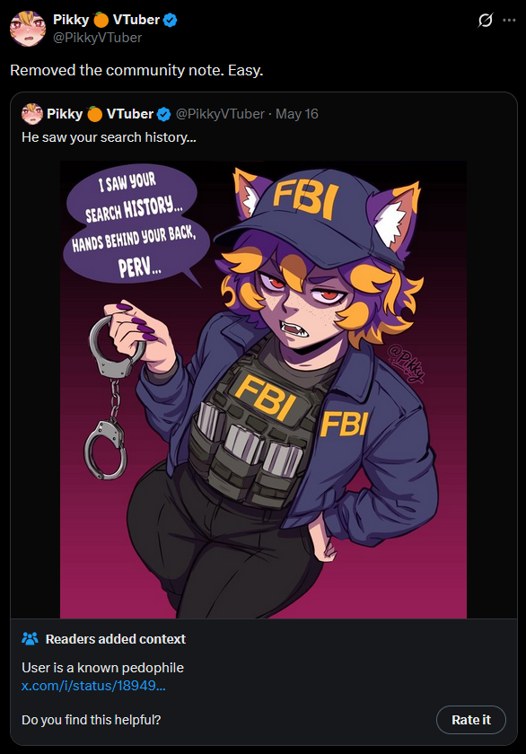 FlatBalmorra's tweet photo. @PikkyVTuber You still like minors. https://t.co/QK6paAgS4N