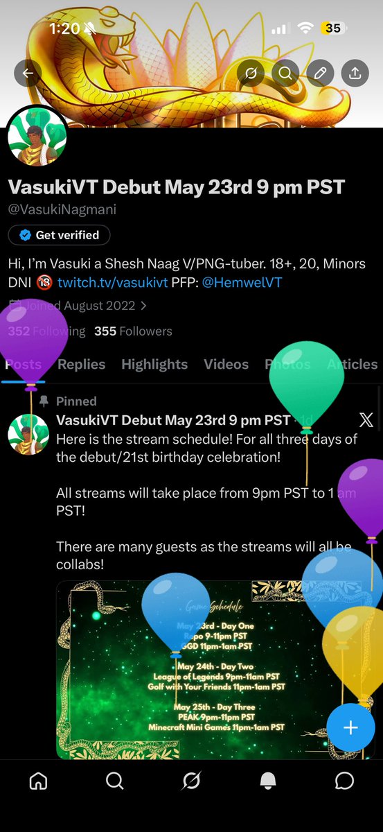 VasukiVT Debut May 23rd 9 pm PST tweet media