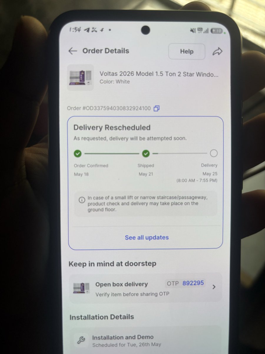 sureshstrom446's tweet photo. @Flipkart @flipkartsupport @myvoltas @VoltasBeko very bad experience The delivery partner did not come to my address properly and left after making a call. I did not receive the AC. Please raise a complaint and arrange re-delivery. https://t.co/sVVRoWYSei