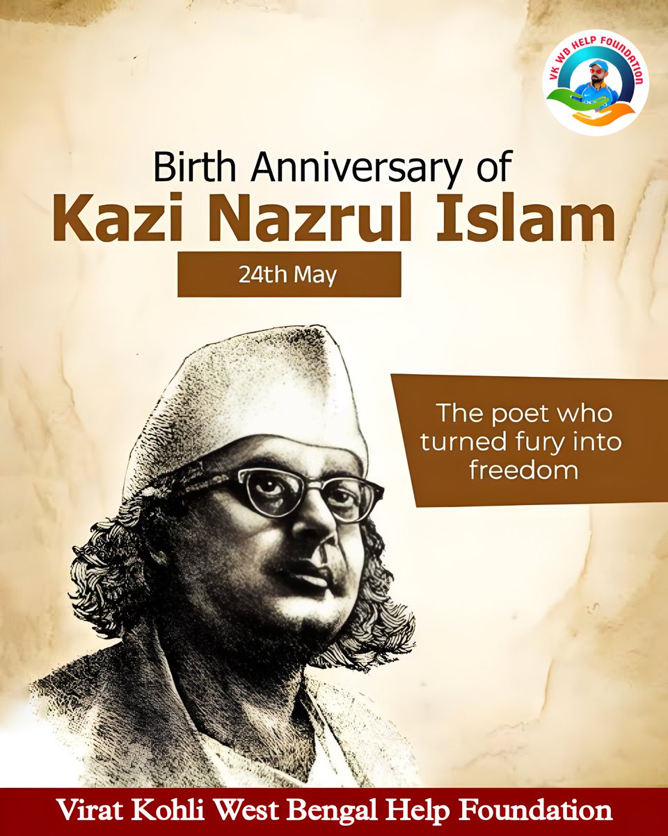 vkwbhf's tweet photo. A poet of rebellion, a maestro of melody, and the voice of awakening. Remembering Happy Birthday Kazi Nazrul Islam. 🖋️✨ https://t.co/FppYGUdNkr