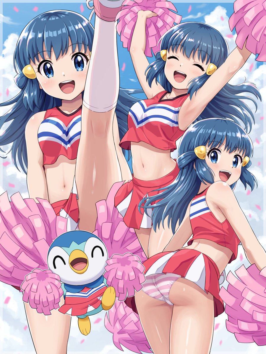 moa151's tweet photo. ヒカリがチア衣装で応援するとサトシは必ず勝つらしいですよ！　あんなに応援されたんじゃ もえるしかないぜ！ (クロガネジム2回目) https://t.co/I2j2UXAYPy