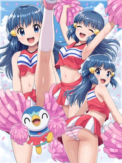 ヒカリがチア衣装で応援するとサトシは必ず勝つらしいですよ! あんなに応援されたんじゃ もえるしかないぜ! (クロガネジム2回目)