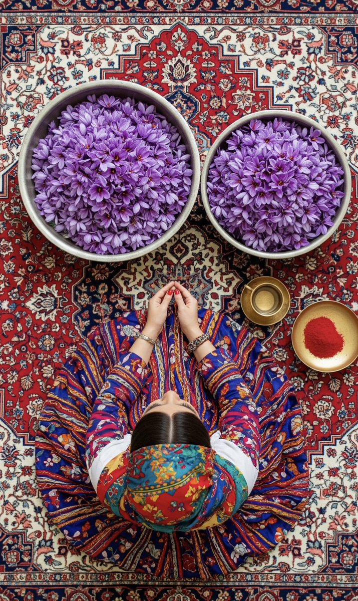 IraninAustralia's tweet photo. From the heart of Colorful village in Iran, blooms the crimson treasure known as Red Gold. Each saffron thread is born from dawn’s breath — a whisper of devotion woven into the soil. Hands that gather its blossoms do not merely harvest; they gather the fragrance of centuries, the memory of sun and earth entwined. In every strand glows the warmth of Iran’s soul, a flame of beauty that never fades.